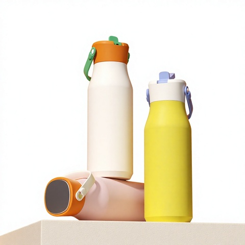 304 Stainless Steel Bottle with Contrasting Dual Lids