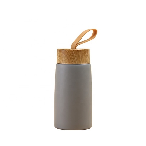 Mini Stainless Steel Thermos Cup with Wood-Grain Cover