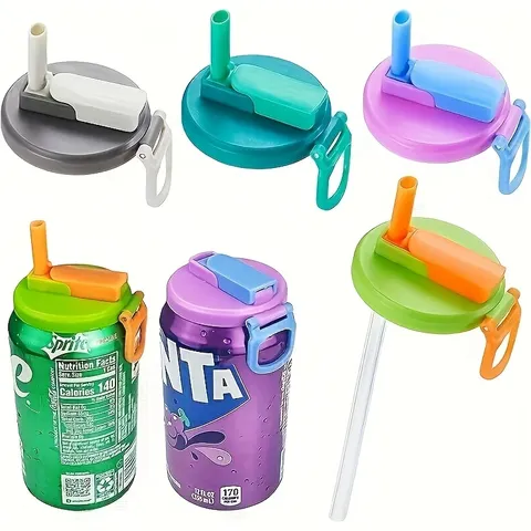 Reusable Soft-Drink Can Lid with Straw